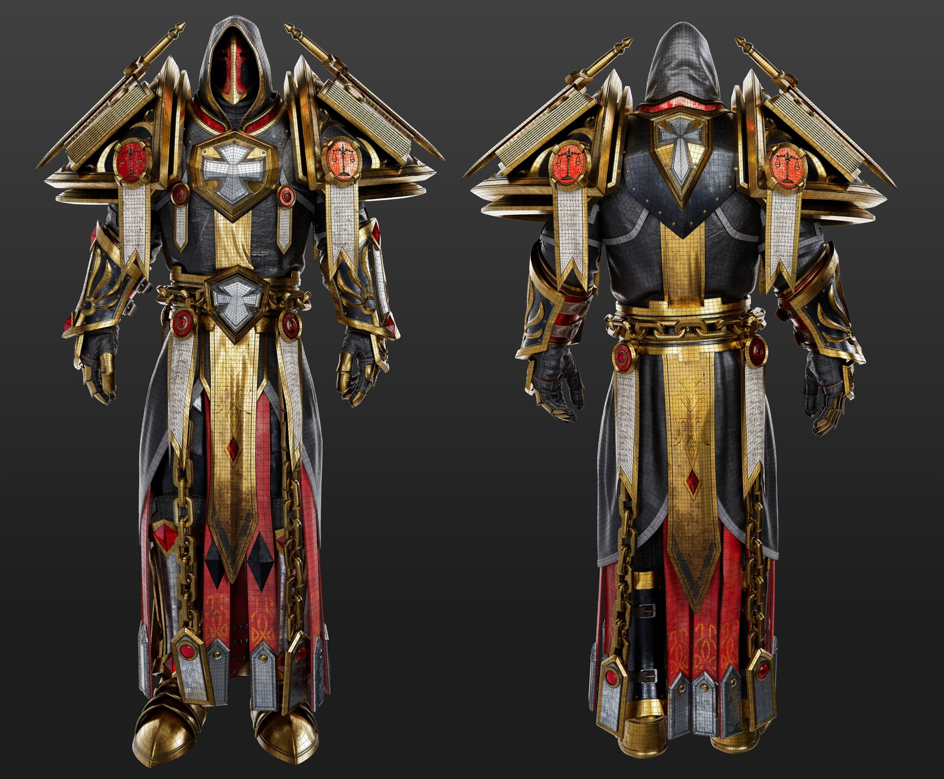 Michael Navarro Milanes Front and Rear Wireframe Shaded Full